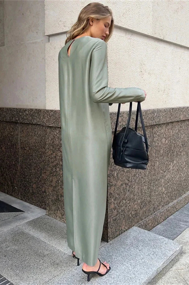 Patchwork High Waist Split Maxi Dress