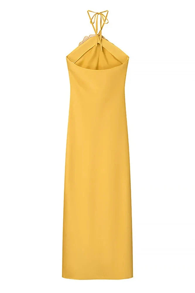 Lace-Up Backless Slim Maxi Dress