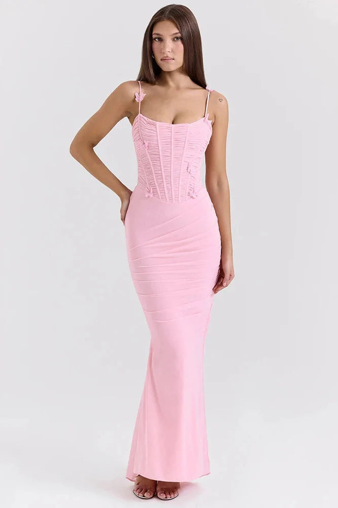 Spaghetti Strap Off-Shoulder Sleeveless Backless Maxi Dress