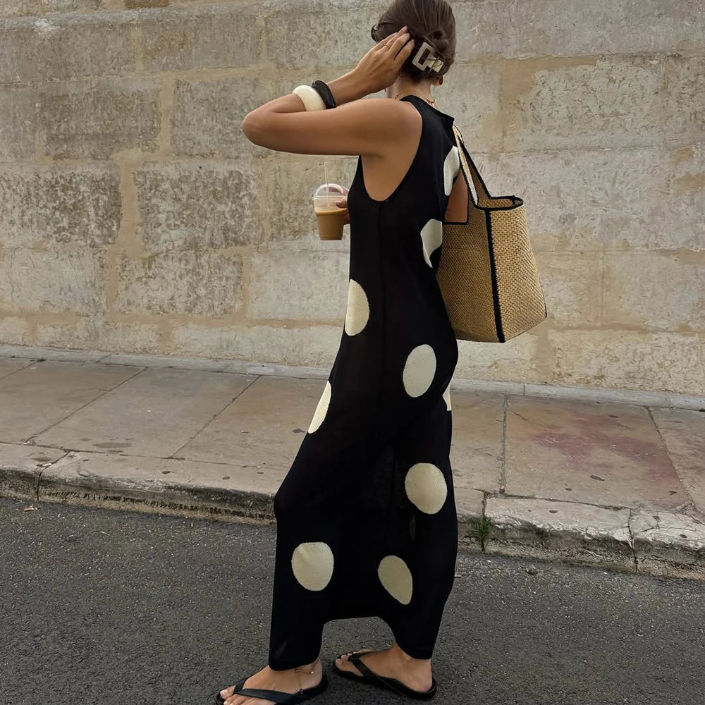 See-Through O-Neck Sleeveless Maxi Dress
