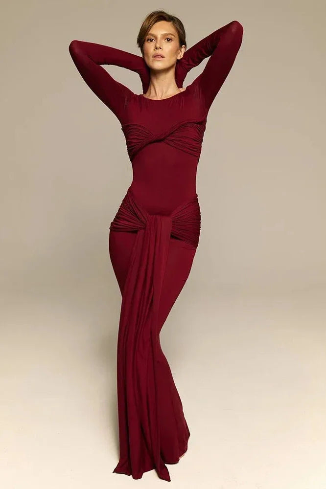 Elegant Bodycon Long Sleeve Maxi Dress