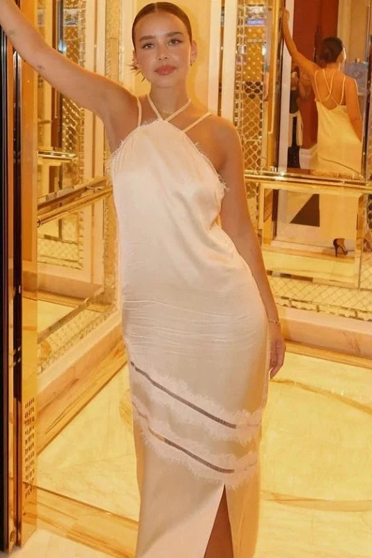 Elegant Lace Loose Sleeveless Split Maxi Dress