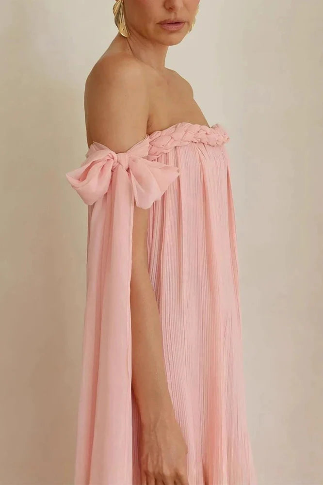 Off-Shoulder High Waist Maxi Dress