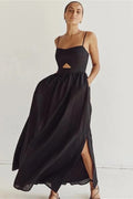 Hollow Out High Waist Backless Slim Maxi Dress