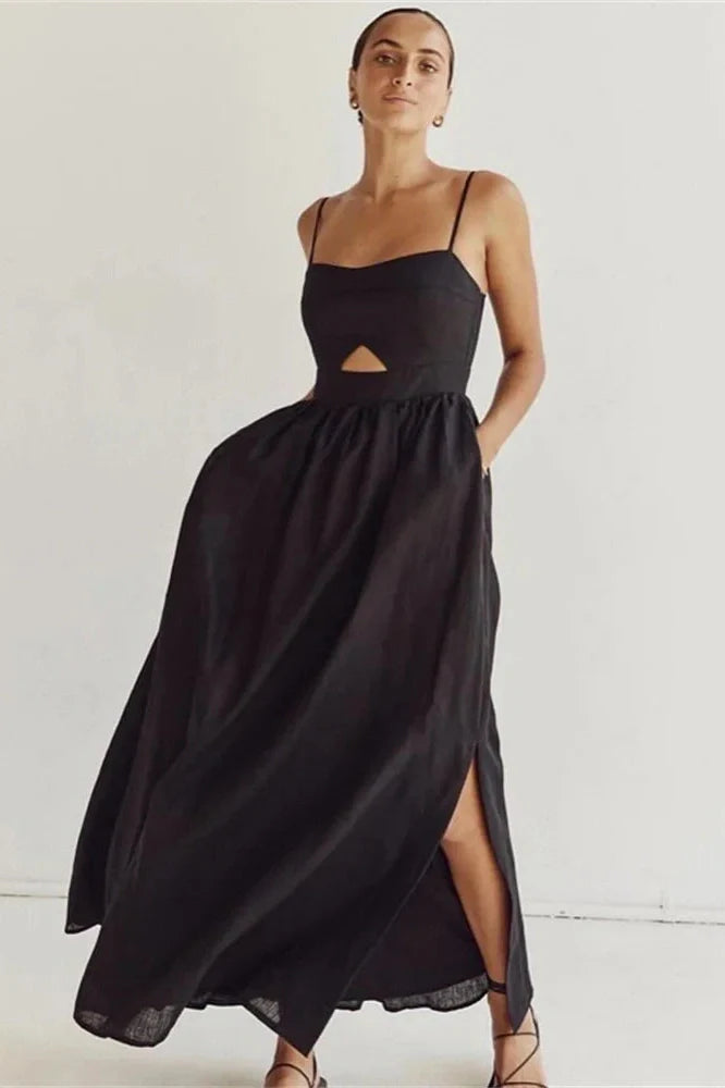 Hollow Out High Waist Backless Slim Maxi Dress