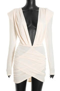 Elegant Deep V-Neck Slim Mini Dress