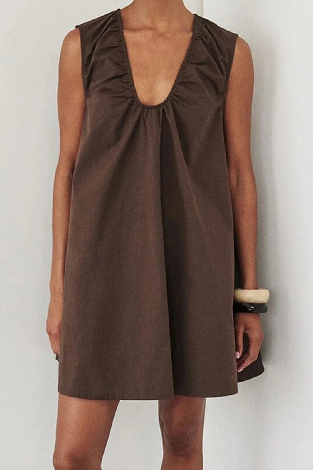 V-Neck Sleeveless Loose Mini Dress