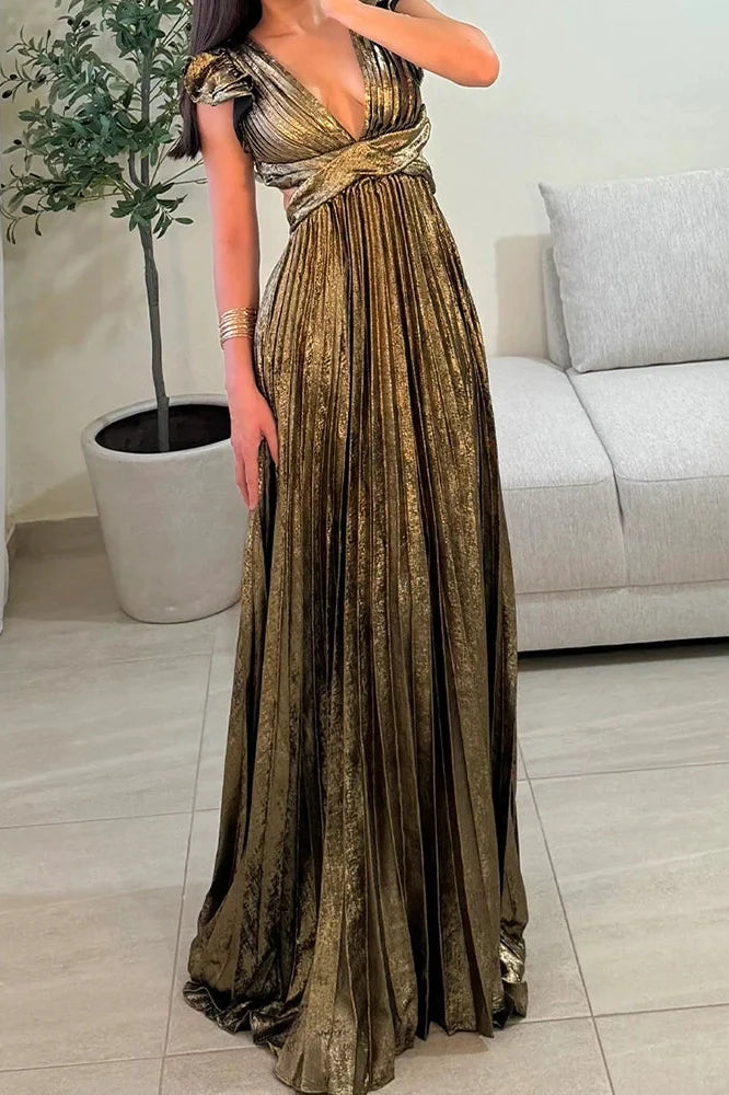 Elegant Hollow Out Backless Sleeveless High Waist Maxi Dress