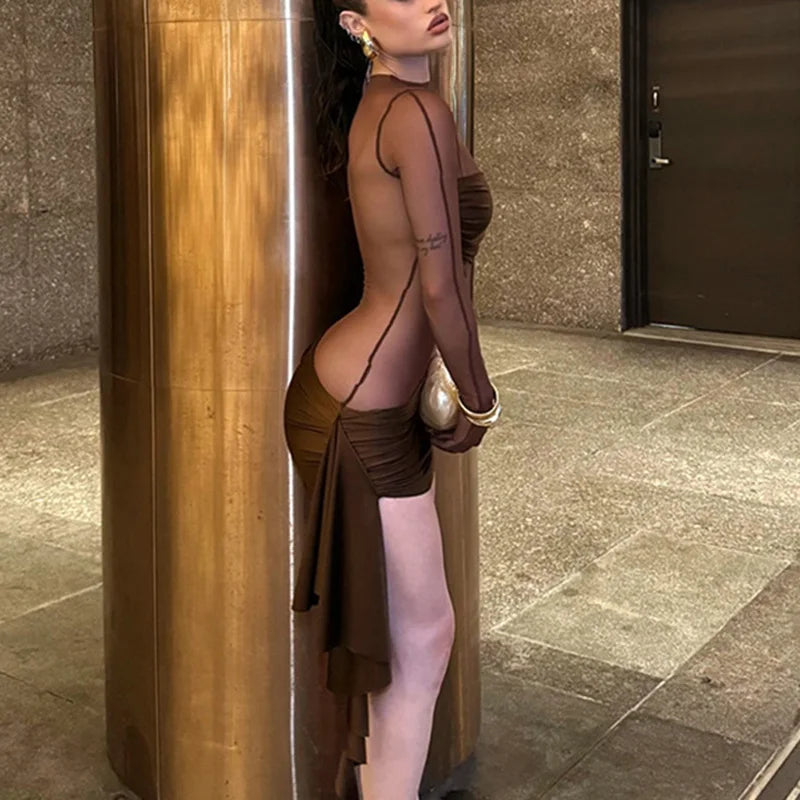 See Through Ribbon Patchwork Mini Dress