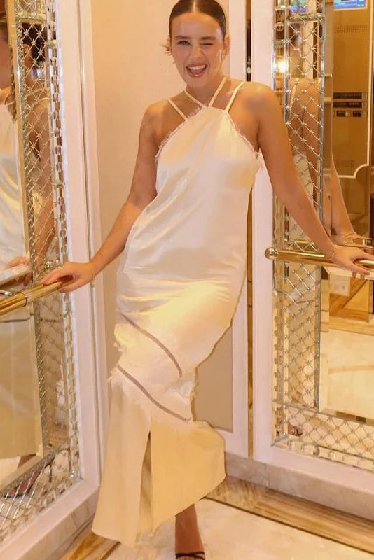 Elegant Lace Loose Sleeveless Split Maxi Dress