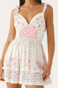 V Neck Spaghetti Strap Backless A-Line Mini Dress