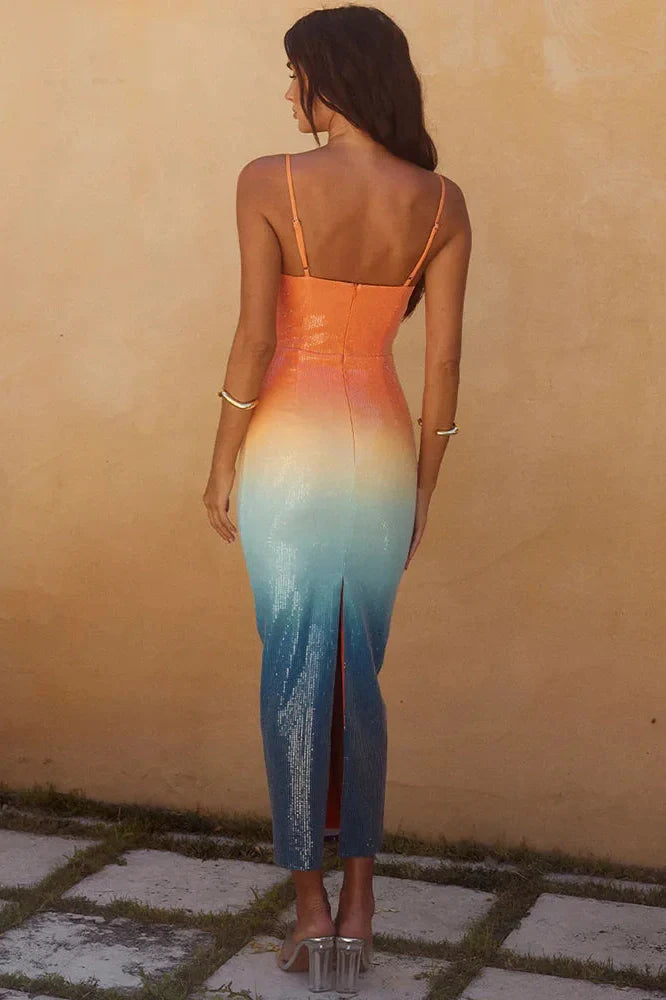 Spaghetti Strap Sleeveless Backless Maxi Dress