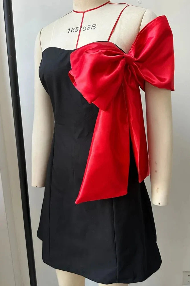 Off-Shoulder Bow Sleeve Strapless Backless Mini Dress