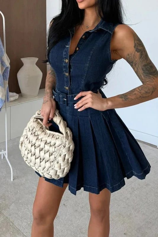 Sleeveless High Waist Slim Lace Up Mini Dress