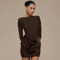 Elegant O Neck Long Sleeve Slim Mini Dress