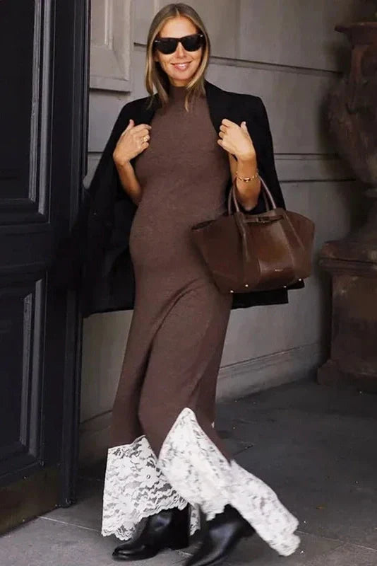 Elegant Lace Sleeveless Slim Maxi Dress