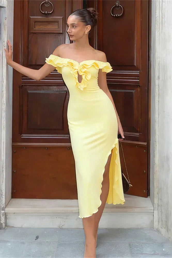 Hollow Out Backless High Waist Midi Dress