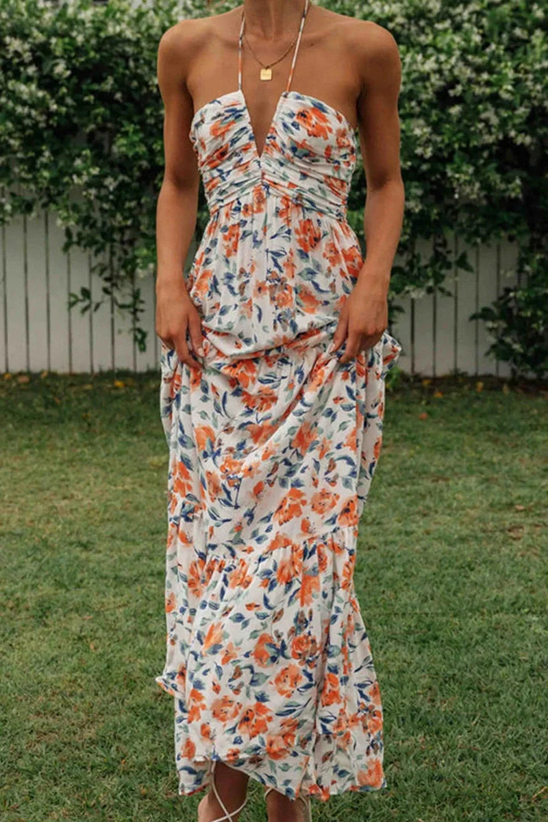 Elegant Sleeveless Tie-Up Maxi Dress