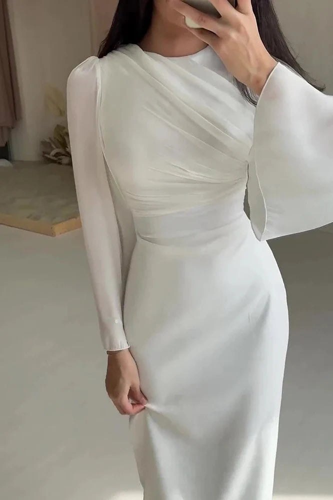 Elegant O-Neck Long Sleeve Slim Maxi Dress