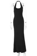 Backless U Neck Sleeveless High Waist Maxi Dress