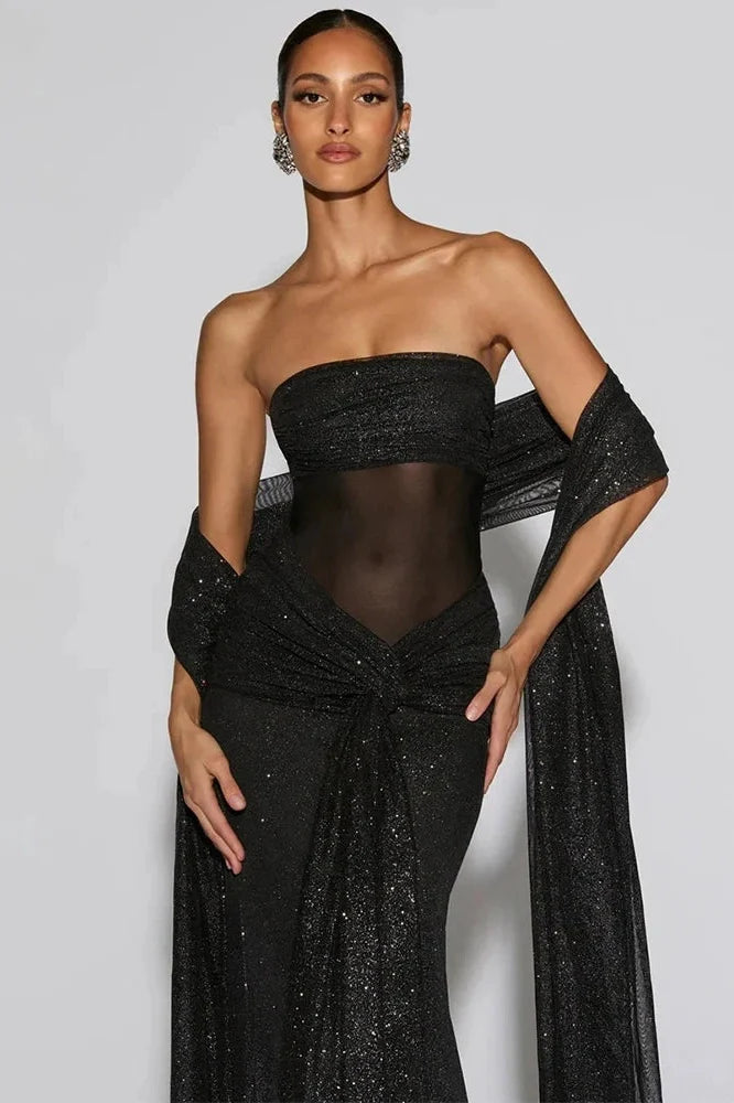Strapless Off-Shoulder Sleeveless Backless Maxi Dress