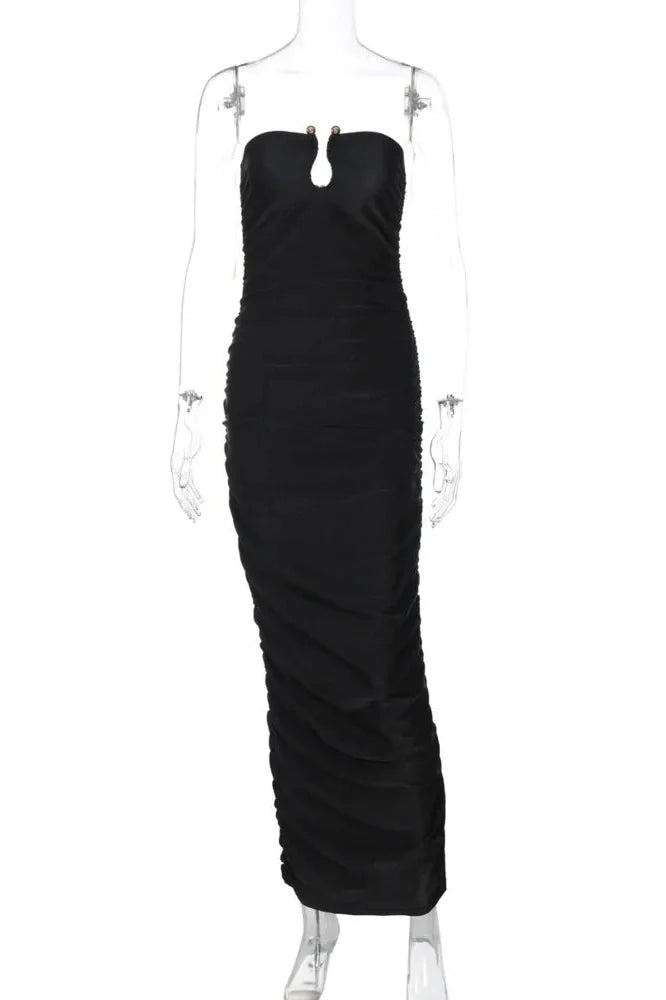 Sleeveless Off-shoulder Strapless Backless Maxi Dress