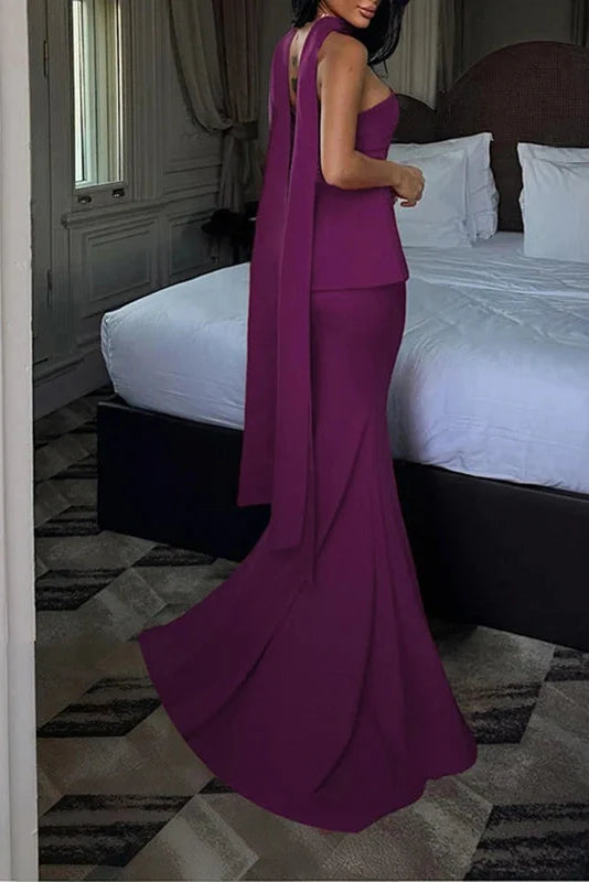 Elegant Off-Shoulder Fit Maxi Dress