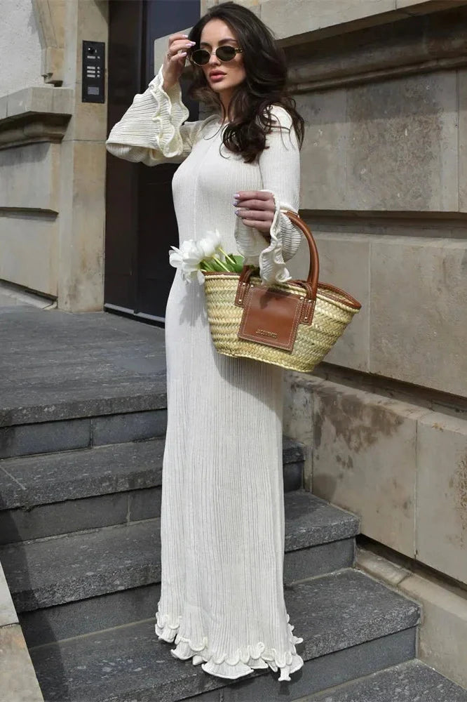 Lace-Up Patchwork Loose Maxi Dress