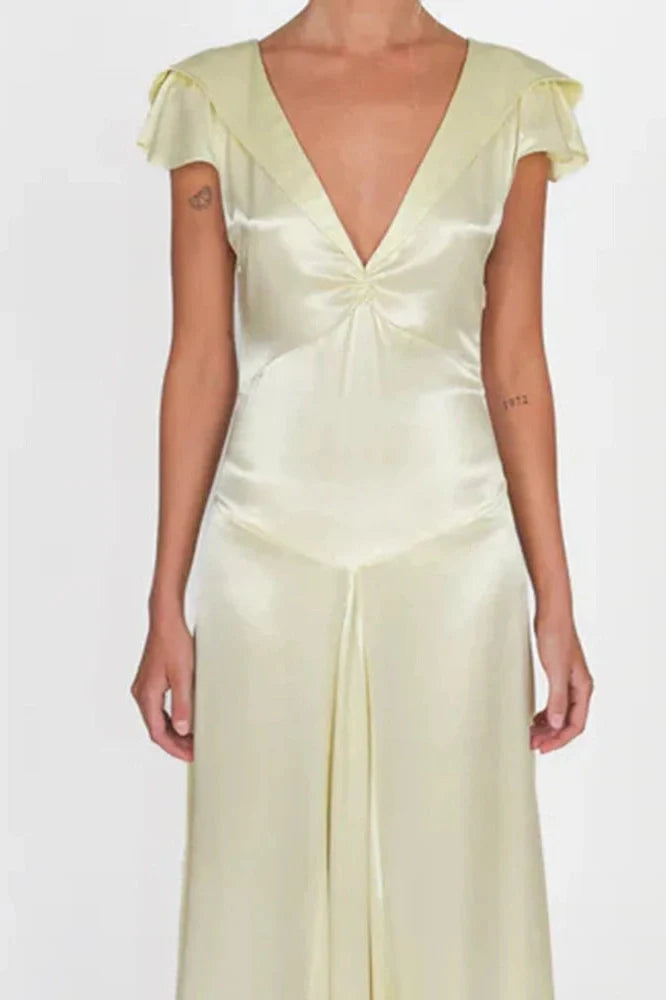 Elegant Slim Sleeveless Lace-Up V-Neck Backless Maxi Dress