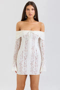Off-shoulder Strapless Long Sleeve Lace Backless Mini Dress