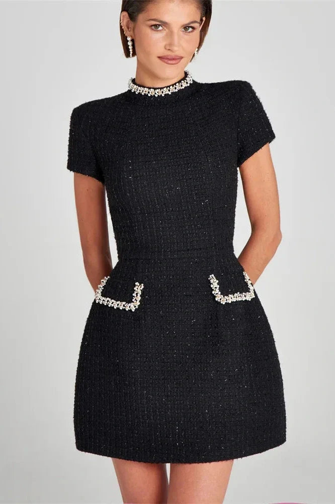 Short Sleeve Patchwork Slim Mini Dress