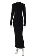 Elegant Turtleneck Long Sleeve Maxi Dress