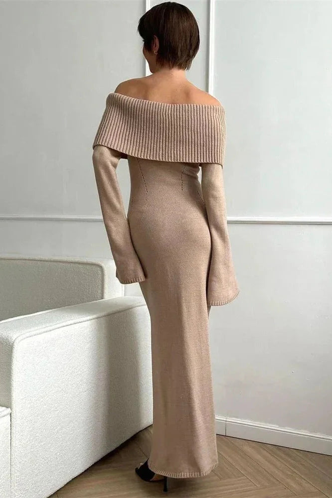 Off-Shoulder High Waist Maxi Dress