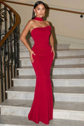 Off-Shoulder Backless Strapless Sleeveless Bodycon Maxi Dress