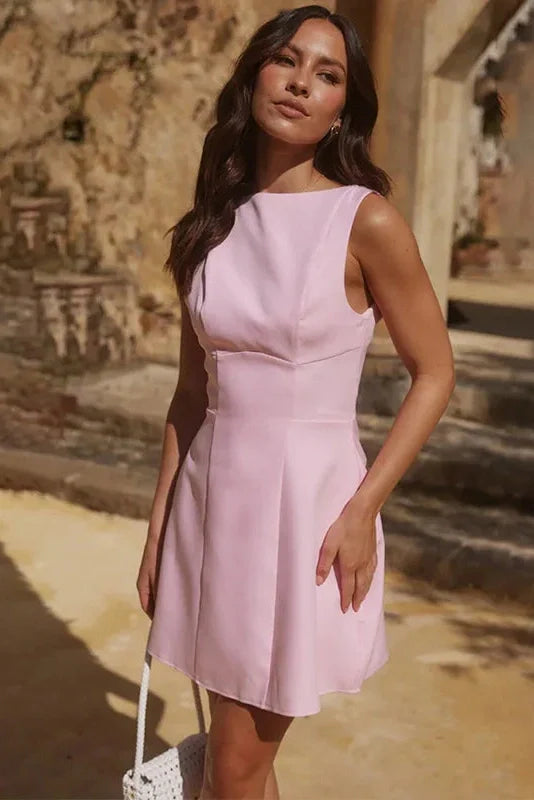 Elegant Sleeveless Backless Slim High-Waisted Mini Dress