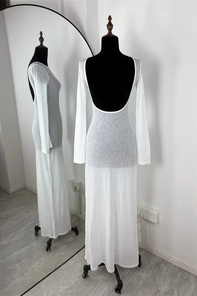 See-Through Loose Long Sleeve Maxi Dress
