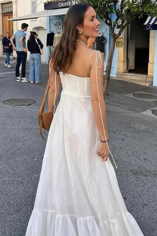 Patchwork Spaghetti Straps Slim Pleated Maxi Dress