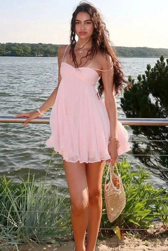 Elegant Pleated Sleeveless Mini Dress