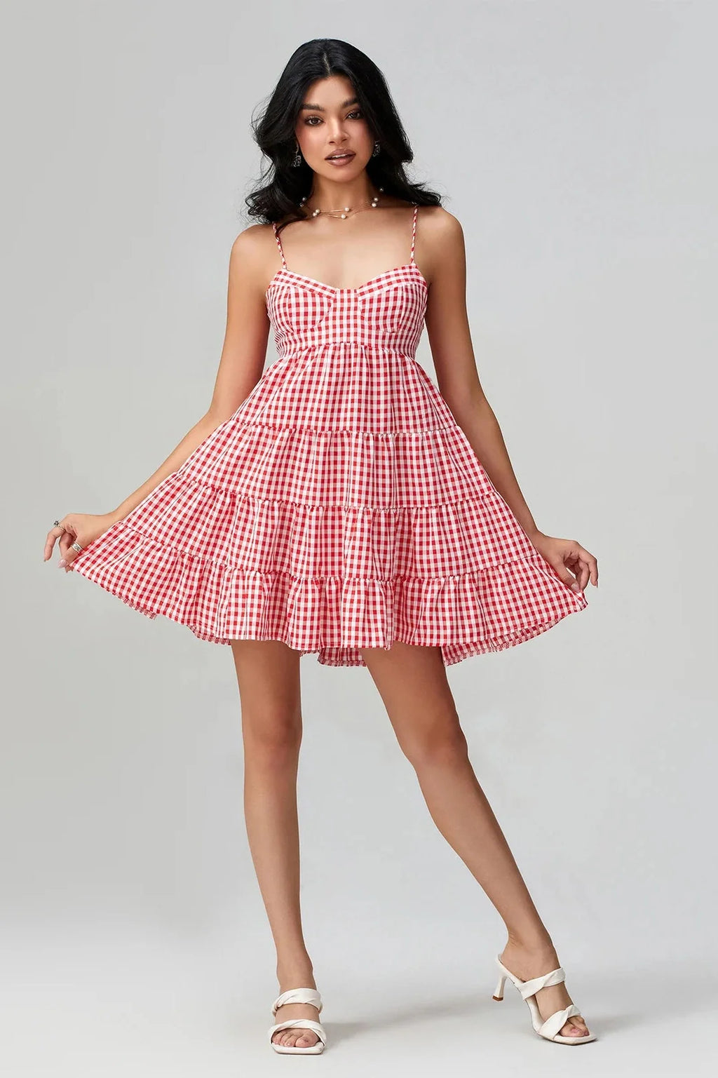 Spaghetti Strap Plaid Mini Dress