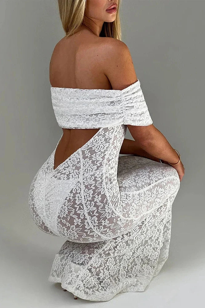 Hollow Out Off-Shoulder Strapless Backless Sleeveless Maxi Dress