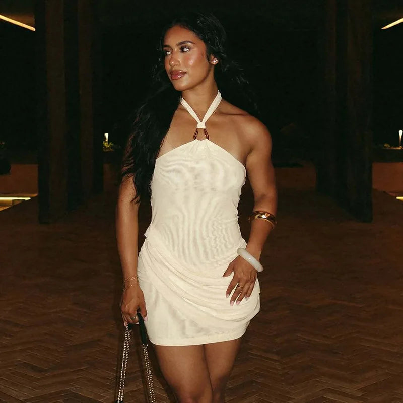 Patchwork Backless Mini Dress
