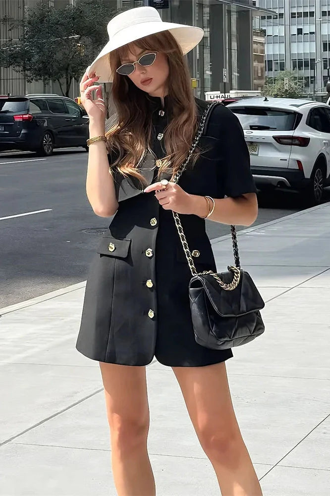Patchwork Short Sleeve Slim Mini Dress