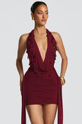 Deep V Neck Backless Off-Shoulder Mini Dress