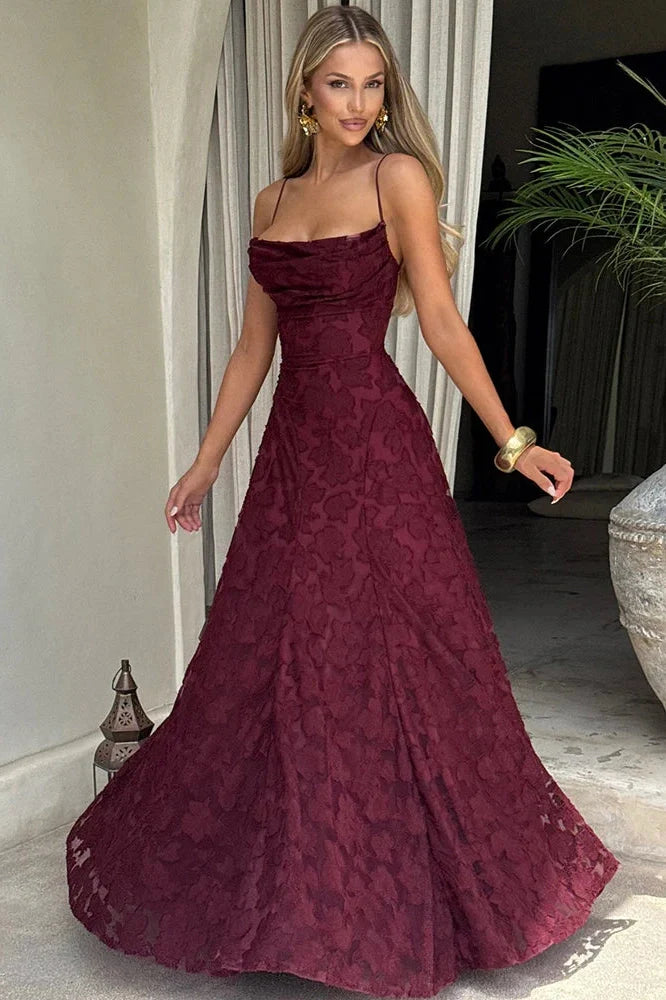 Spaghetti Strap Backless Off-Shoulder Sleeveless Lace-Up Maxi Dress