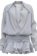 Elegant Pleated See-Through Loose Mini Dress
