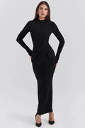 Long Sleeve O-Neck Split Bodycon Maxi Dress