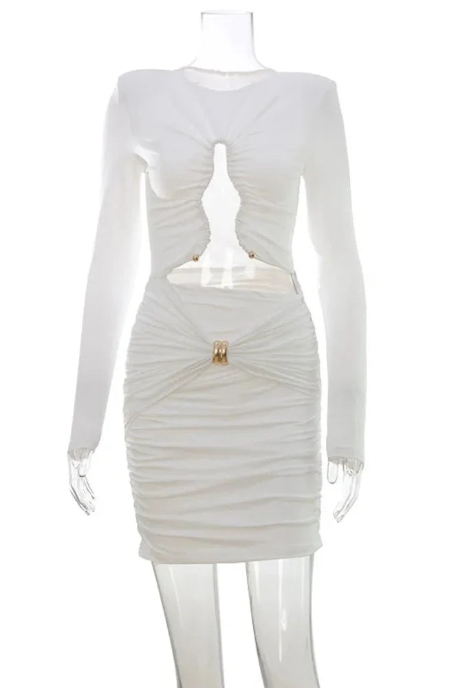Hollow Out Long Sleeve Mini Dress