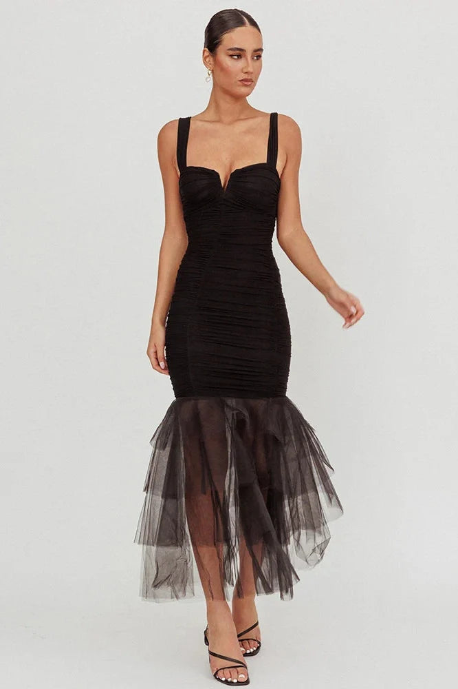 Backless Spaghetti Strap Sleeveless Bodycon Maxi Dress