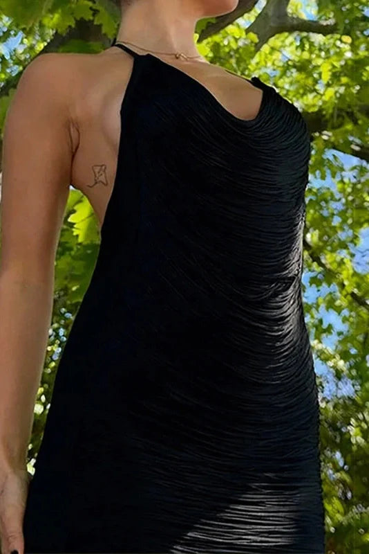 Elegant Backless Sleeveless Slim A-Line Lace Up Mini Dress