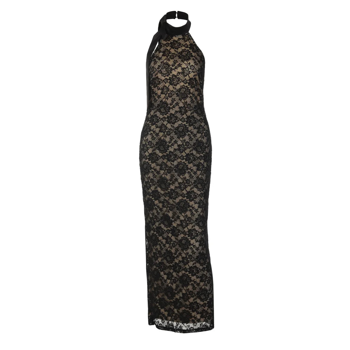 Lace Backless High Waist Slim Maxi Dress